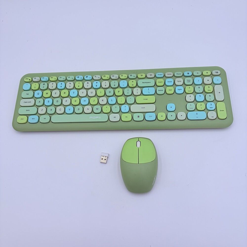 Mofii Wireless Keyboard and Mouse Combo Full Size USB Cute PC/Laptop/Mac, Green